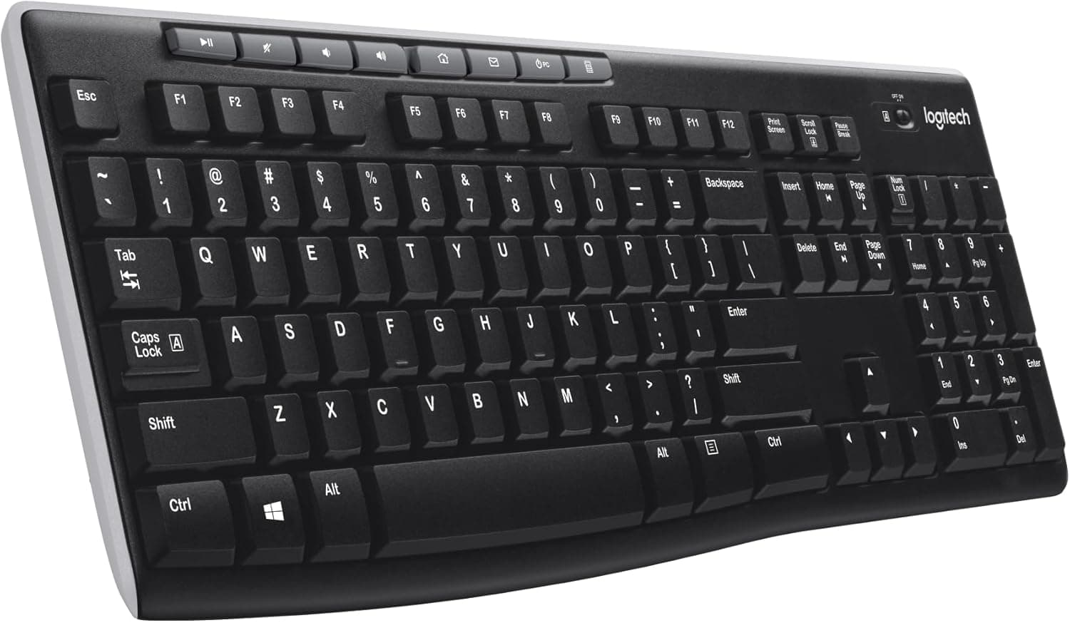 Logitech K270 Clavier Sans Fil pour Windows | Clavier sans fil 2.4 GHz, Taille Standard, Pavé Numérique, 8 Touches Multimédia, PC/Portable, AZERTY - Noir