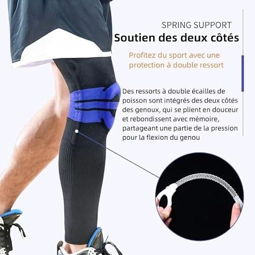 Flytexplus Maintien Compression Genouillère sport,Manchons de genou et jambe V2,Genouillere Arthrose Genou Genouillères pour Femmes/Hommes,Soutenir les douleurs articulaires,les dommages au ligament