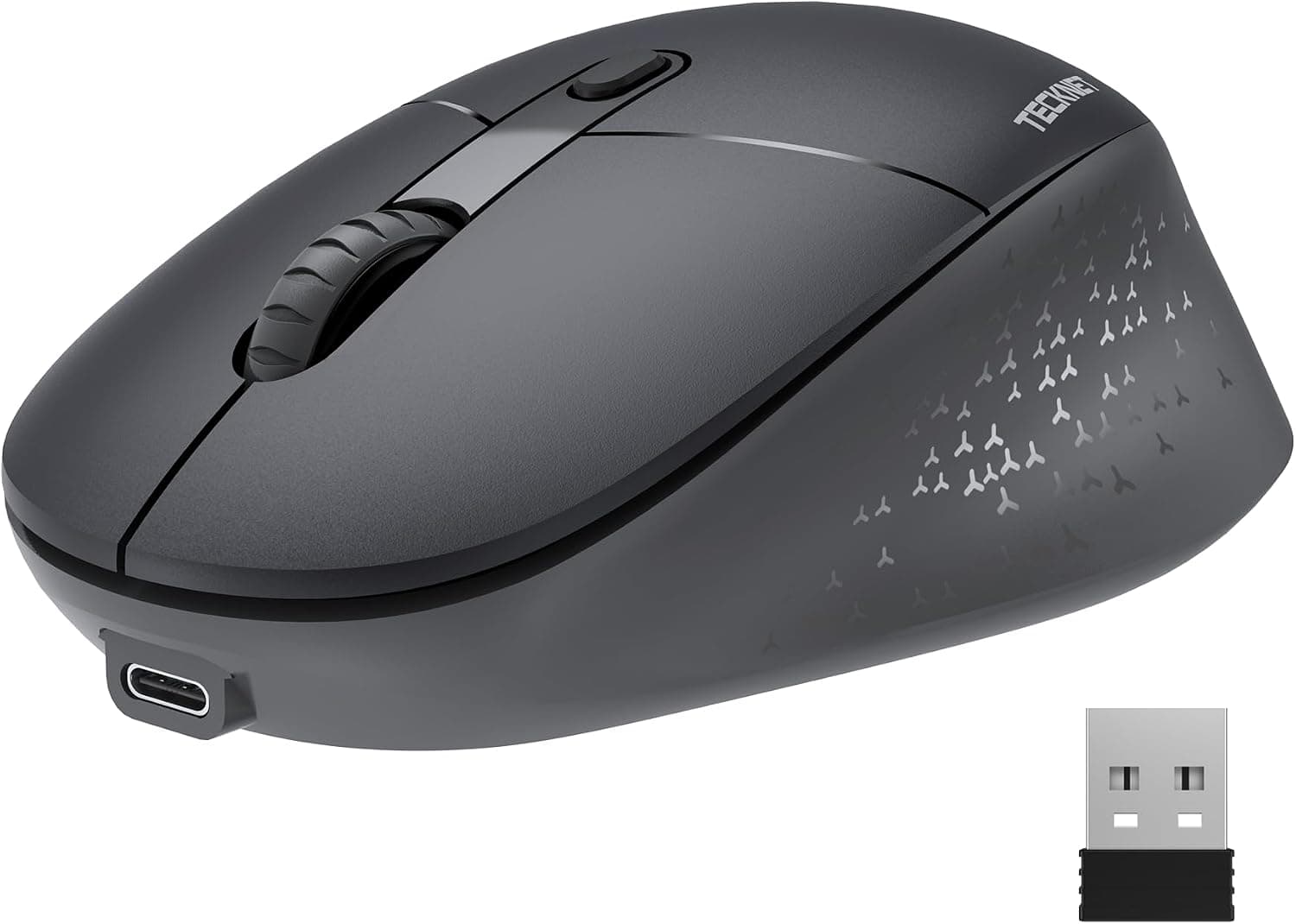 TECKNET Souris sans Fil, 1600 DPI Souris Bluetooth Silencieuse, Grise