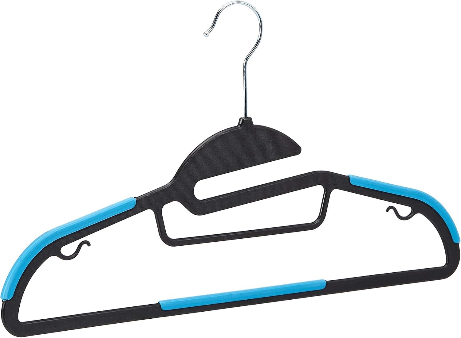 Amazon Basics Lot de 50 cintres en plastique ultra robustes antidérapants avec caoutchouc et barre horizontale, Bleu