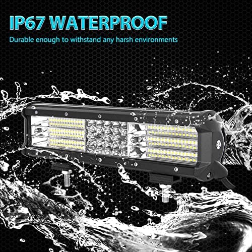 AUXTINGS 30cm Quatre Rangées Barre Lumineuse LED de travail Faisceau de travail pour camions tracteurs 4x4 bateau tout-terrain feux de brouillard,12V 24V étanche IP67