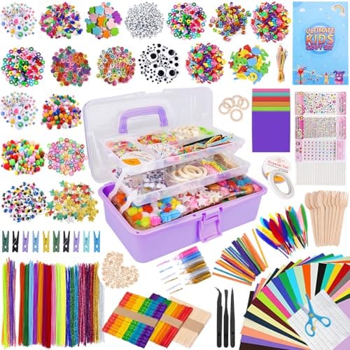 UCAMP 3700+ Pièces Kit Bricolage Enfant,Pièces Kit Bricolage Enfants, Bricolage Enfant Pipe Cleaners Crafts Set,Kit de Loisir Creatif Enfant Comprendre Pompons,pour filles garçons 4 5 6 7 8 ans Cadeau