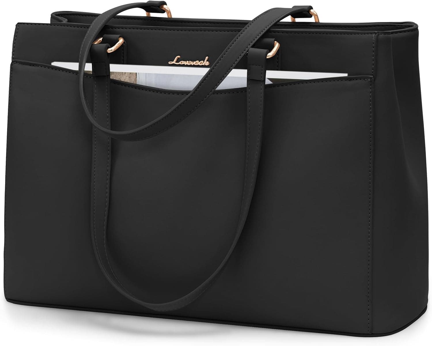 LOVEVOOK Sac Cabas Femme, Grande Sac Ordinateur Portable, Imperméable Sac de Cours Sacs a Main pour Les Cours Lycee, PU Cuir Sacoche Pour Travail étudiant Université Affaires