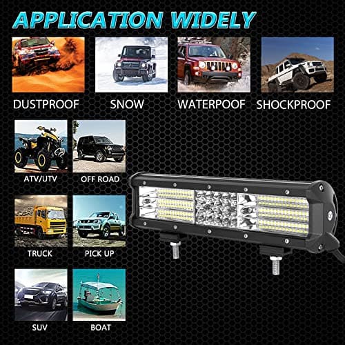 AUXTINGS 30cm Quatre Rangées Barre Lumineuse LED de travail Faisceau de travail pour camions tracteurs 4x4 bateau tout-terrain feux de brouillard,12V 24V étanche IP67