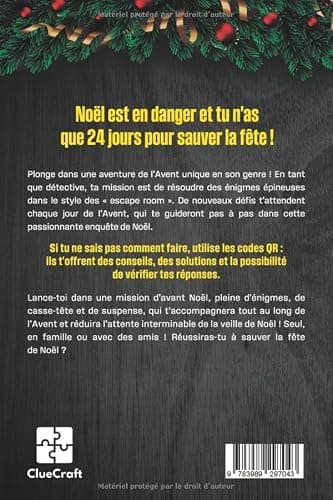 Le Calendrier de l'Avent Escape Game: Une affaire criminelle de l'Avent à résoudre - 24 jours pour sauver Noël - Le livre de l'Avent pour adultes avec des puzzles et des énigmes