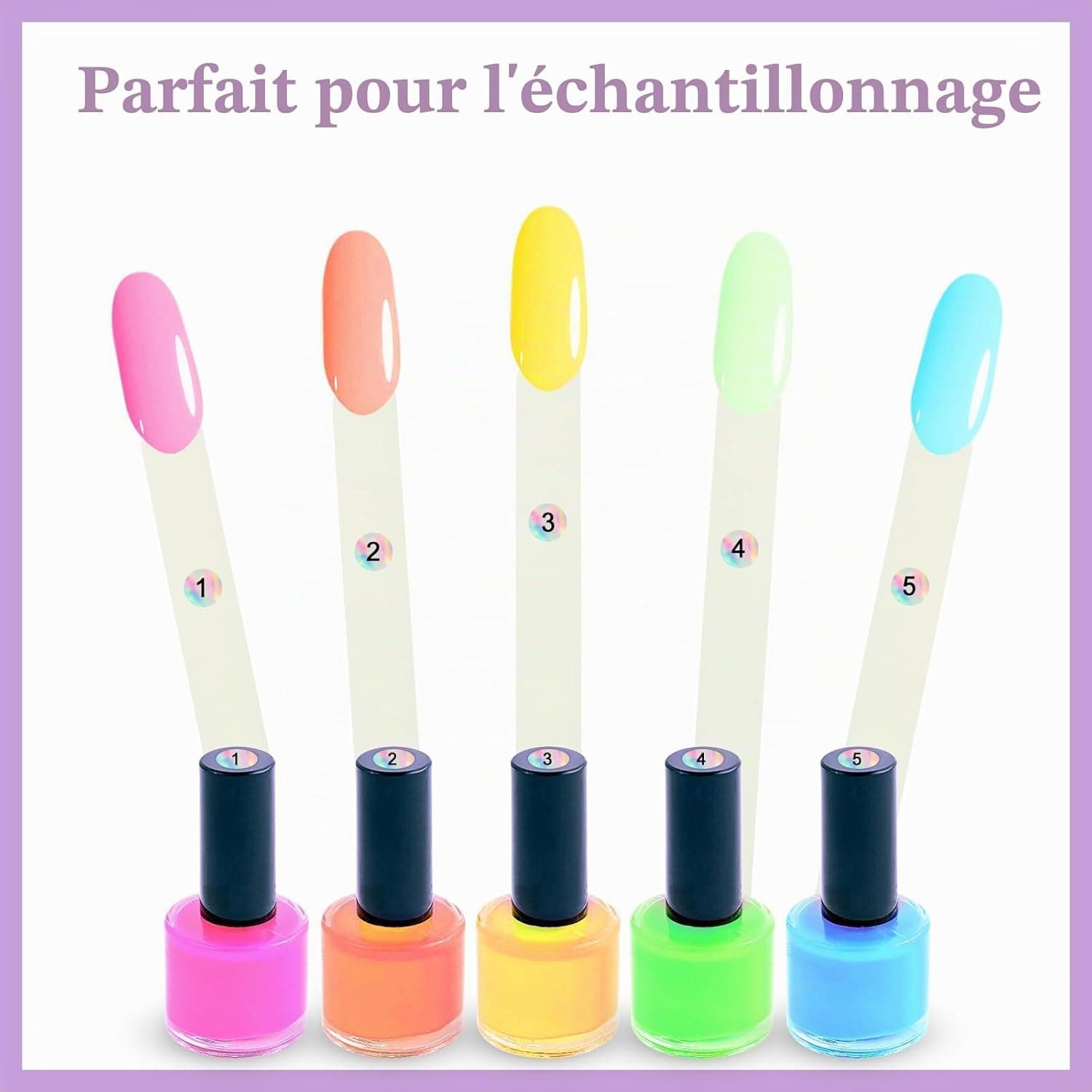 Laza 100 Pcs Swatch Sticks Ovales pour Vernis à Ongles | Boîte avec Anneau et Autocollants Numérotés - Présentoir de Couleurs,Échantillons Beige Naturel pour Techniciens