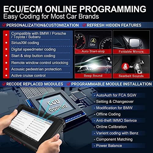Launch X431 Pad V J2534 Outil de reprogrammation, Programmation et Codage en Ligne du calculateur, systèmes complets, Carte topologique, Test Actif, Plus de 60 Services, CANFD/DOIP,Mise à Jour 2 Ans