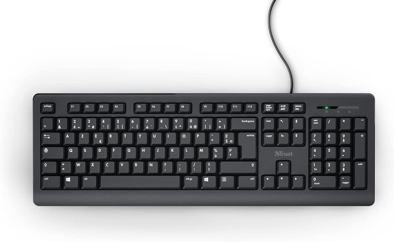 Trust Taro Clavier Filaire USB AZERTY Français, Touches Plates, Noir | AZERTY FR