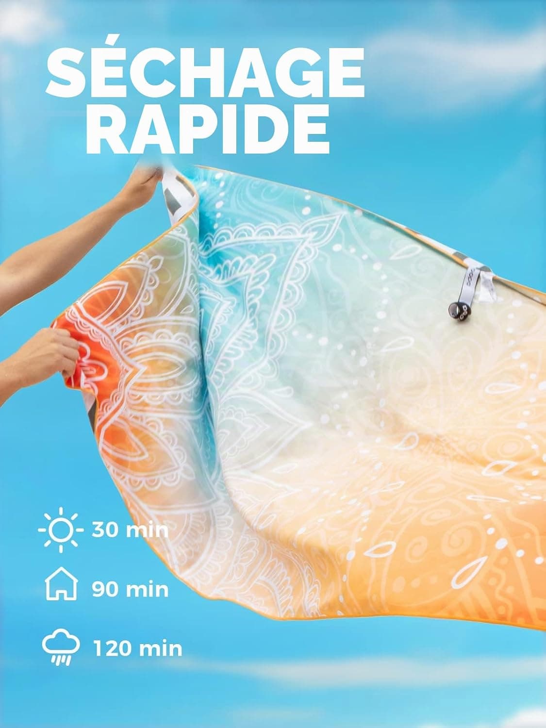 OCOOPA Serviette de Plage en Microfibre Ultralégère, Séchage Rapide, Couverture de Plage Absorbante, Serviette de Bain Douce et Facile à Entretenir pour Le Fitness, Voyages, Plage, Natation, 178x80cm