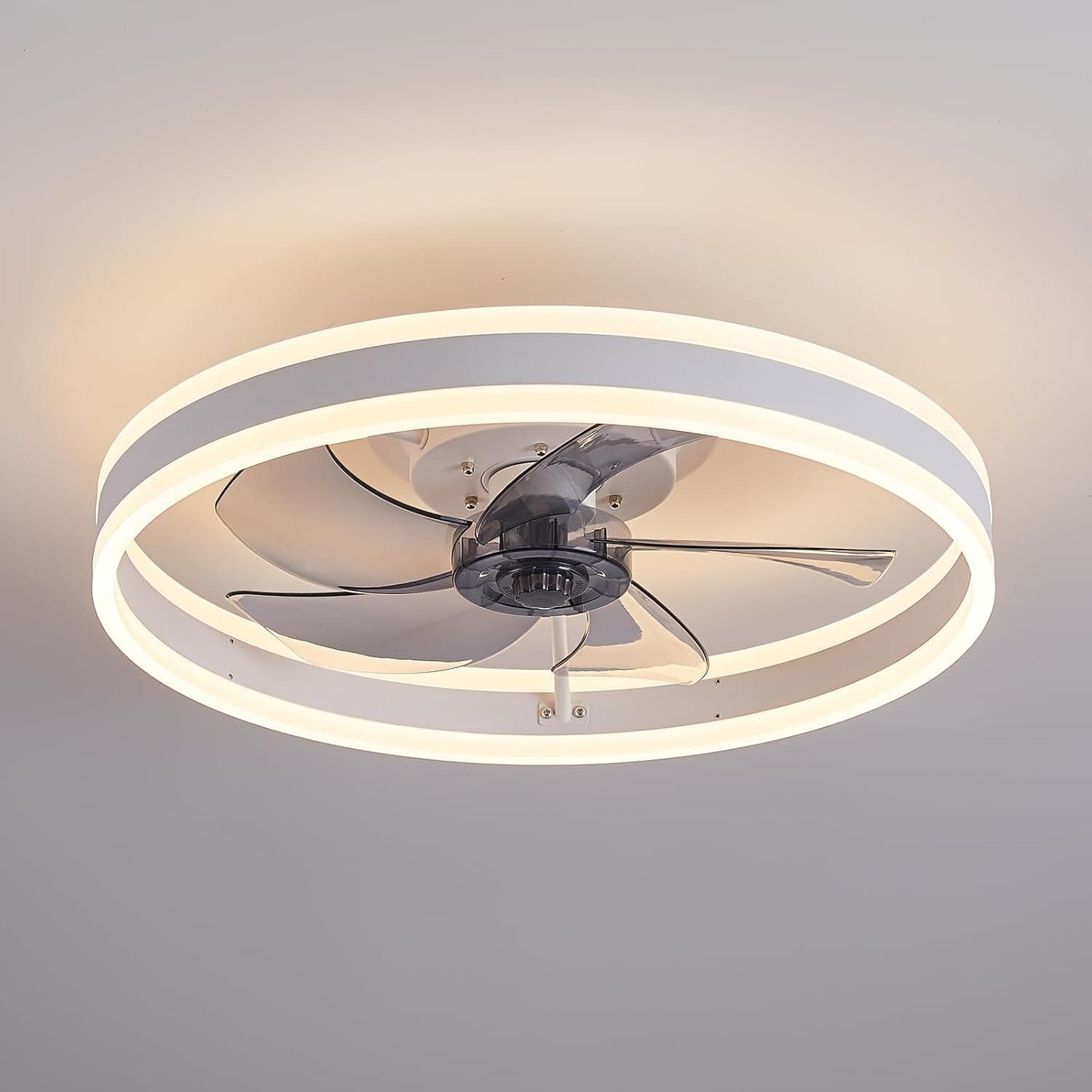 Ventilateur de Plafond Silencieux avec Lumiere et Telecommande,Ventilateur Plafond 50 cm, 6 vitesses et vent Réversible,LED dimmable, 3 Températures de Couleur en Option