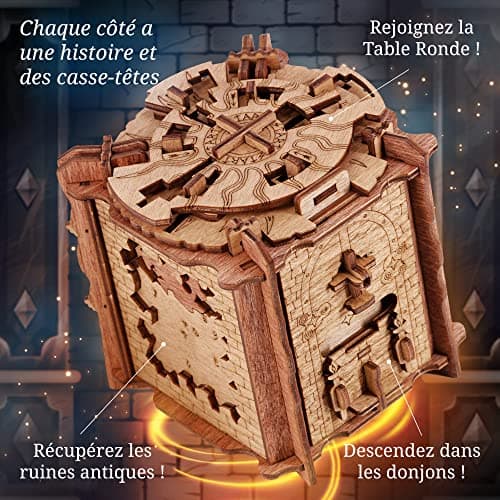 iDventure Cluebox - L’épreuve de Camelot - Puzzle Escape Room Jeu - Puzzle 3D - Boite en Bois - Cadeau Homme Original - Casse-tête mécanique en boîte - Puzzle Adulte - Cadeau Anniversaire Homme