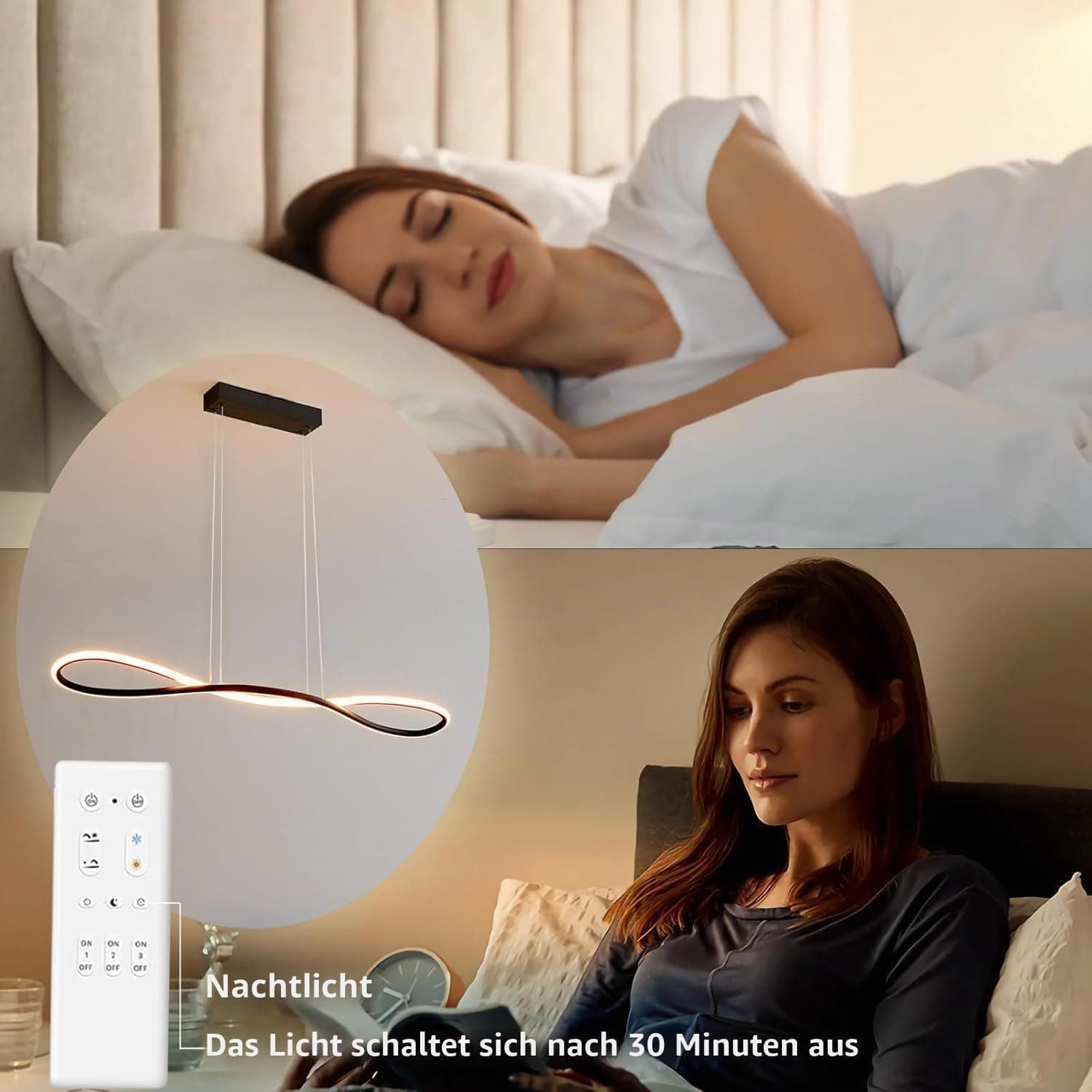 LED Suspension Luminaire 76W Lampe Suspendue à Dimmable, Lustre Chambre Réglable en Hauteur, Moderne Plafonnier LED Suspension pour Salle à Manger Salon Cuisine, 3Ring Φ20+40+60cm (Black 120cm)
