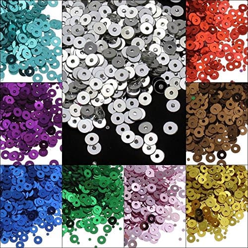 Perlin - Lot de 24 000 perles rondes et lisses à paillettes Ø 3 mm 10 couleurs pour vêtements et bijoux, artisanat métallique