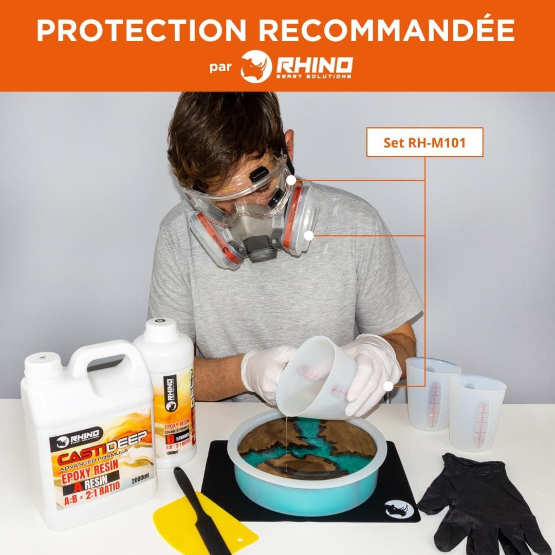 Resine Epoxy Transparente Kit RHINO Smart Solutions 1:1 TRANSPAREX+ 2.000ml Résine Transparent pour Artisanat, Créations Artistiques, Modélisme, River Table, Revêvement, Modelage et Bijoux