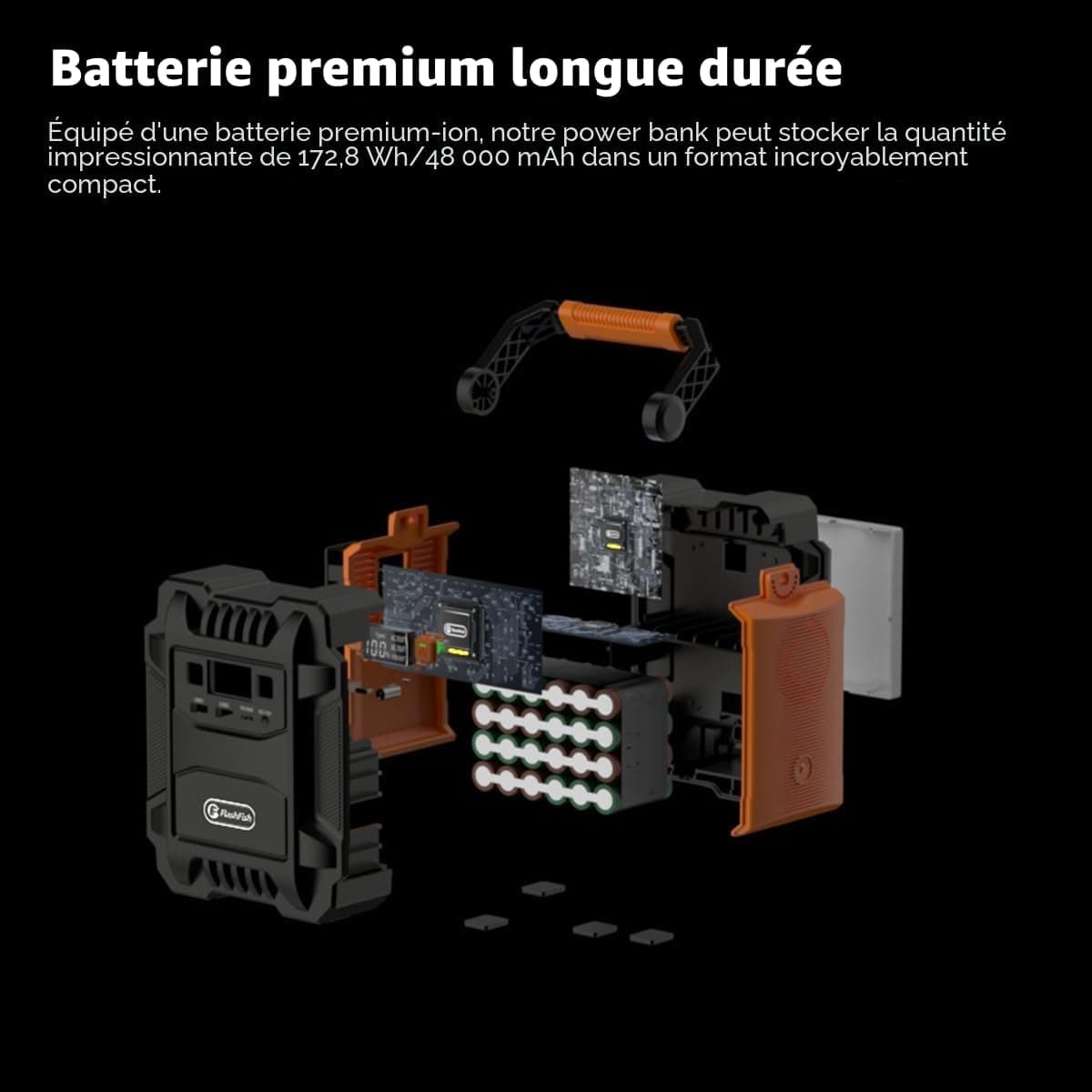 FlashFish Station d'alimentation portable 172,8 Wh avec panneau solaire 100 W