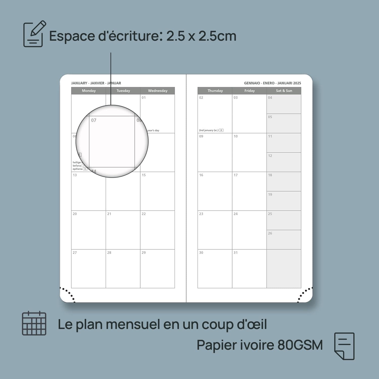 POPRUN Agenda de Poche 2025 16,5 x 9 cm - Couverture Rigide en PU Cuir, Petit Planner Semainier D'Jan 2025 à Déc 2025-12 Mois, Avec signet à 2 rubans, Papier 100 g/m2, Rose