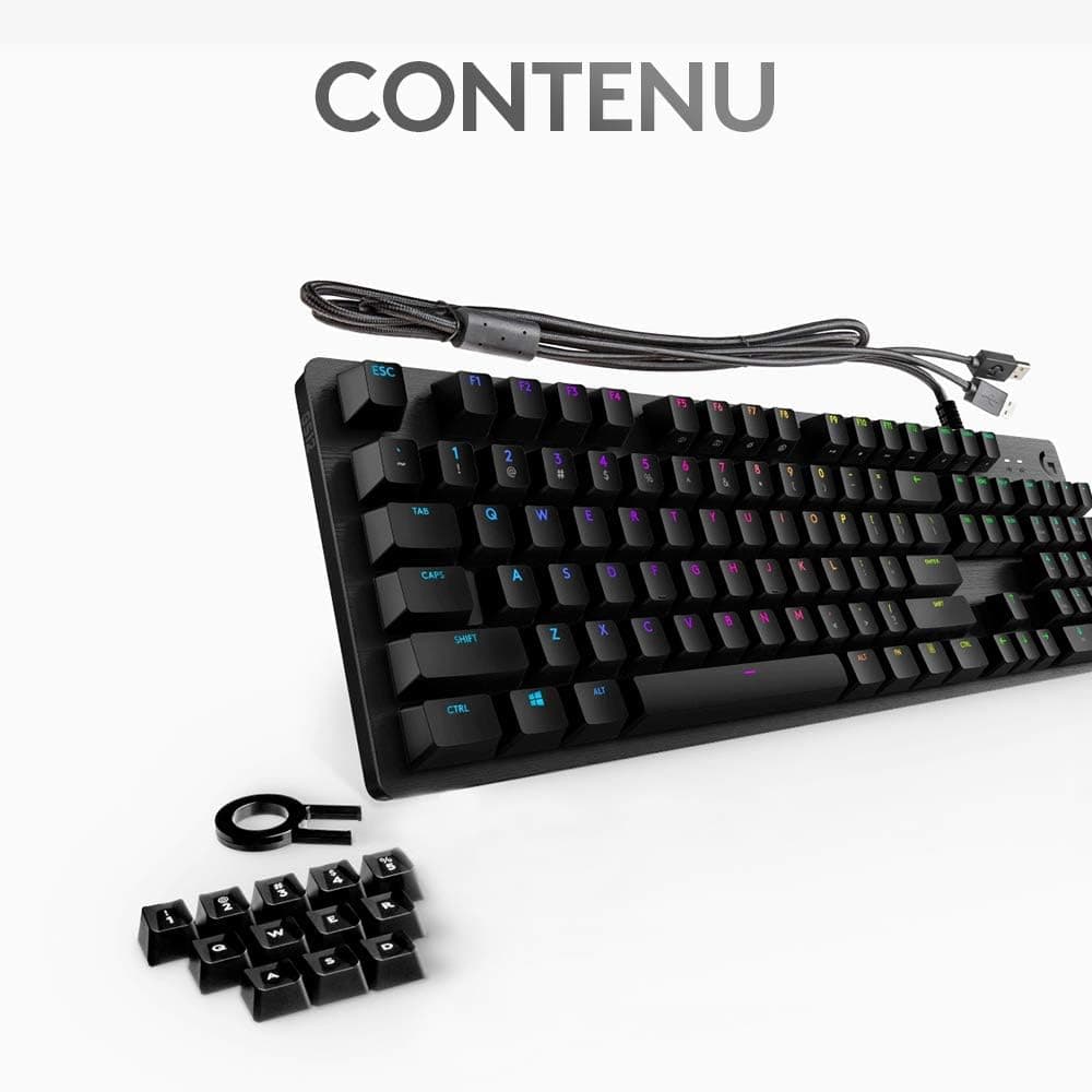 Logitech G512 Clavier Gamer Mécanique | RGB LIGHTSYNC, Switchs GX Brown, Aluminium 5052, Touches de Fonction, Relais USB, Français AZERTY - Noir