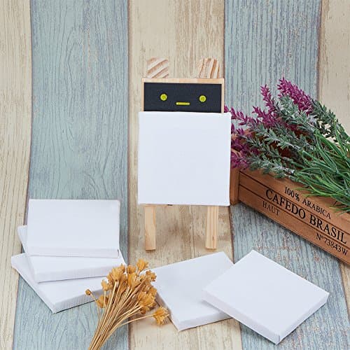 PH PandaHall 12pcs Mini Panneaux de Toile pour Le Dessin d'artisanat de Peinture Tableau de Peinture pour Mini Tableau Blanc, 70x70x10mm