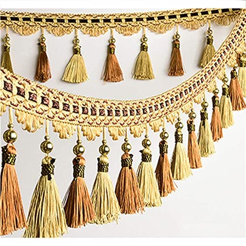 GIVBRO Frange Galon Galon Gland Dentelle Rubans Egding Boule à Suspendre pour Couture Rideaux Oreiller Décoration 1 Mètre (#B)