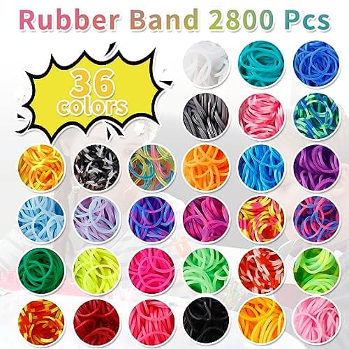 2600+ Elastique Bracelet Kit,36 Bracelets Elastiques en caoutchouc de couleurs différentes,C'est le meilleur choix pour les enfants pour fabriquer des bracelets,des boucles d'oreilles et des colliers