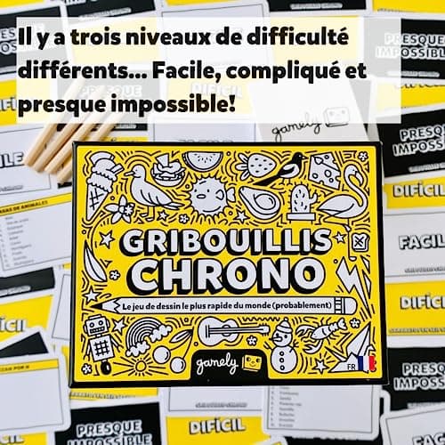 Gribouillis Chrono : Le jeu de dessin vivement frénétique et assurément drôle | Un jeu de société qui se joue en famille, pour les enfants, les adolescents et les adultes (Français)