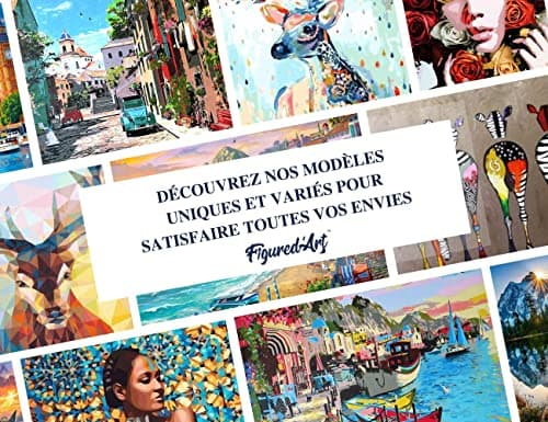 Figured'Art Peinture par Numéro Adulte avec Cadre Visite du canal de Venise - Activité Manuelle Kit de Loisir Créatif DIY Numéro d'Art Complet - 40x50cm toile tendue sur châssis