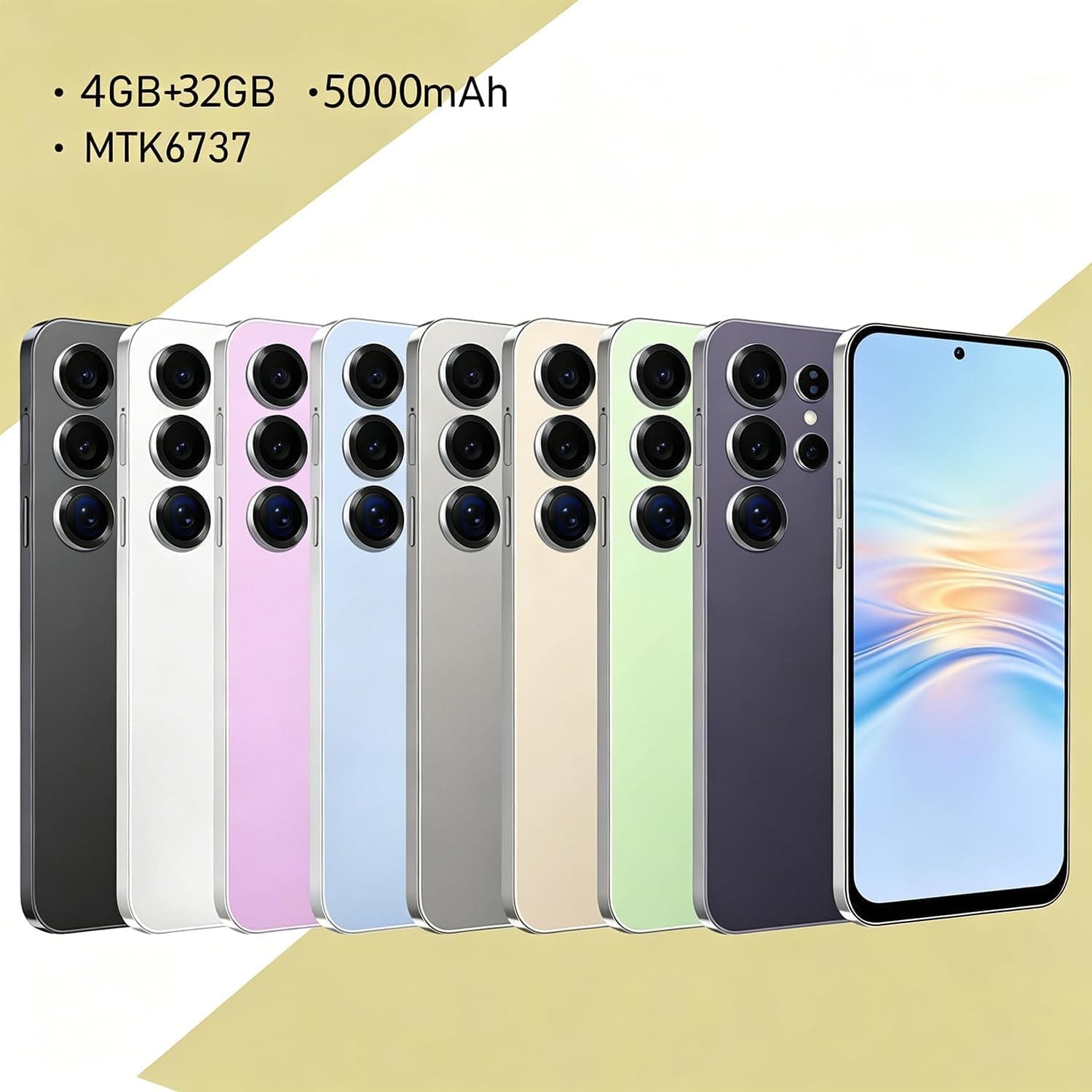 4G Smartphone déverrouillé, Android 12.0 Téléphones Mobiles avec écran HD + 6,6 '', 4GB + 32GB ROM / 256GB SD, 4G Double SIM Double Caméra, ID Visage + WiFi+GPS+OTG (Pink)