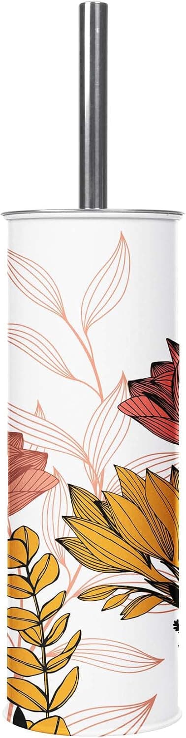 Douceur d'Intérieur, Brosse WC (Diamètre 9,5 x 37 cm) Amelina Orange, Métal Imprimé