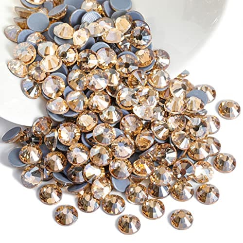 BEADSLAND Hotfix Strass,1440pcs Dos Plat Cristal Strass Artisanat vêtements Bricolage décoration,Champagne doré,SS20,4.6-4.8mm