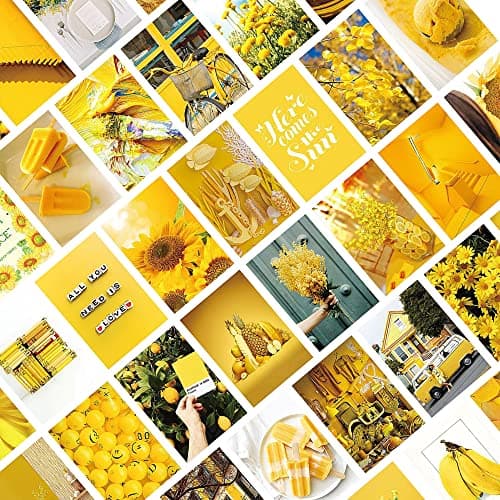 CLVPAI Kit Collage Mural-Aesthetic Affiche de Carte,ensemble d'impression de collage,impression d'art de mur pour les filles garçons de VSCO (joyeux)