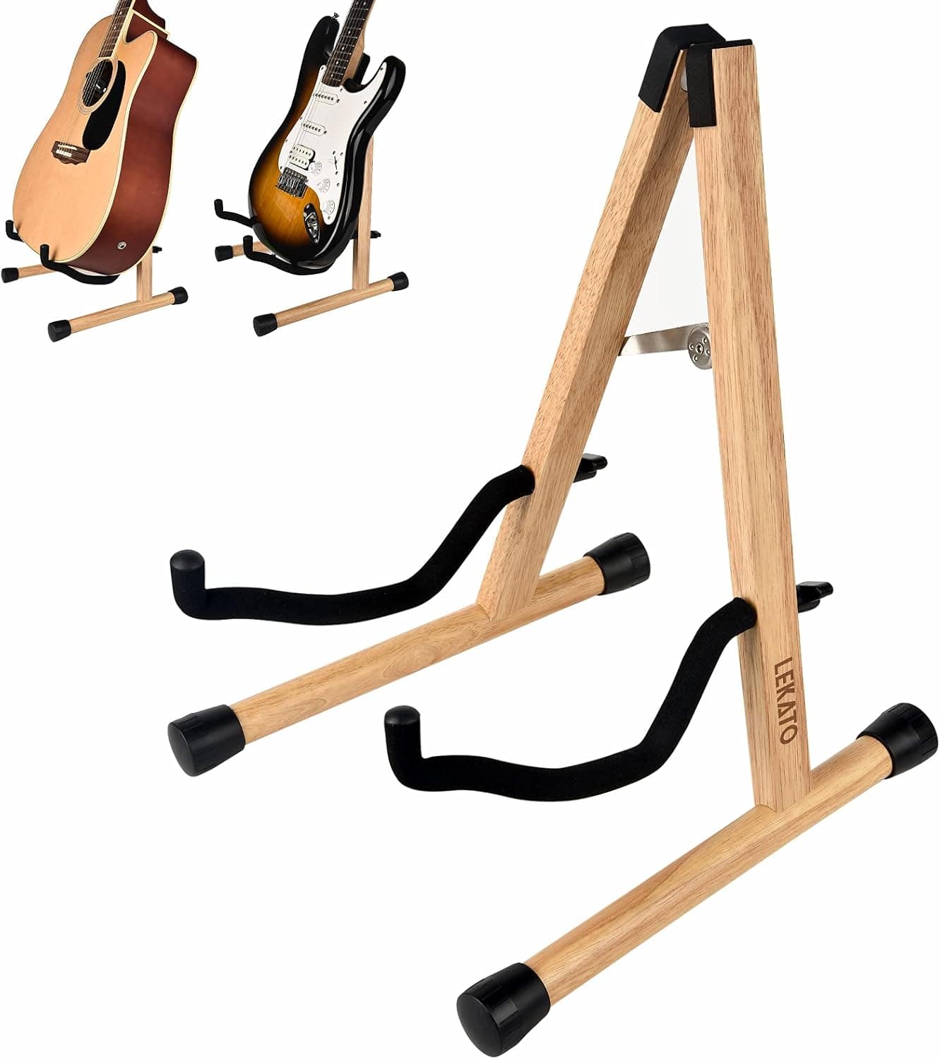 LEKATO Support de guitare acoustique en bois dur pour guitare électrique basse avec rembourrage en mousse pour guitares, basse, violoncelle, banjo, mandoline, ukulélé