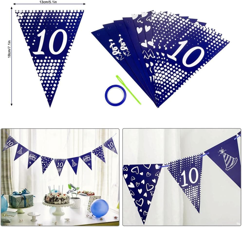 Bleu guirlande Happy 15th Birthday bannière + 15 ans anniversaire drapeaux triangulaires + 15 pcs 15 ans anniversaire ballons 15 ans anniversaire garcon décoration anniversaire 15 ans garcon Bleu