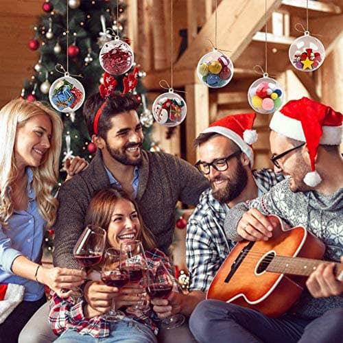 SUNSK Boules de Noël Transparente à Remplir 5cm Boule de Décoration en Plastique pour Décoration de Noël Fête Mariage Anniversaire 20 pièces