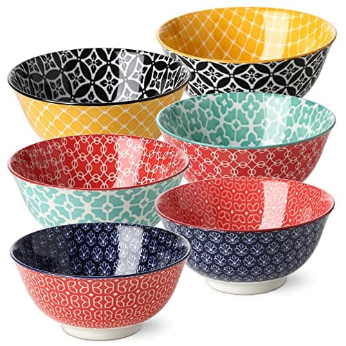 DOWAN Bols à Céréales en Porcelaine, 700ml Bol Petit Dejeuner/ de Soupe Micro Ondes, Grand bol Japonais à l'Avoine Mignons pour Pâtes, Petite Salade, Ragoûts, Riz, Poids Léger, Lot de 4