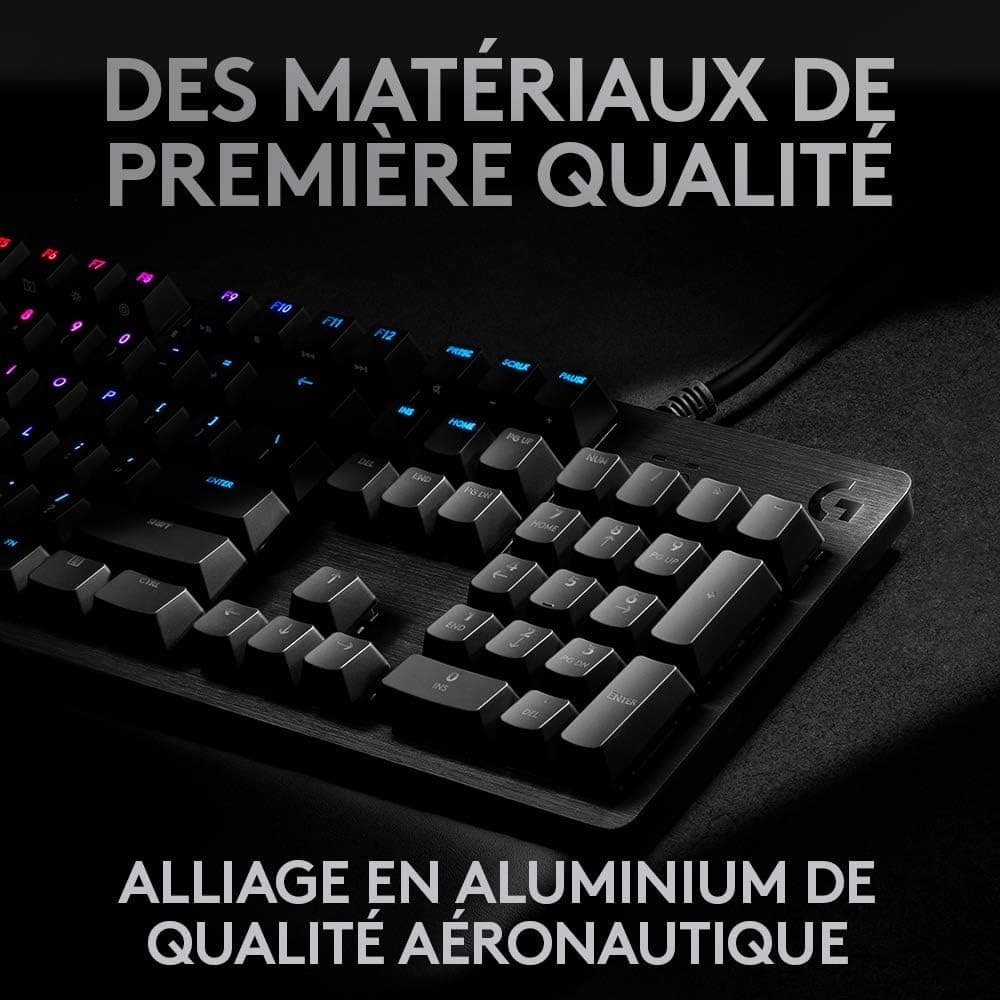 Logitech G512 Clavier Gamer Mécanique | RGB LIGHTSYNC, Switchs GX Brown, Aluminium 5052, Touches de Fonction, Relais USB, Français AZERTY - Noir