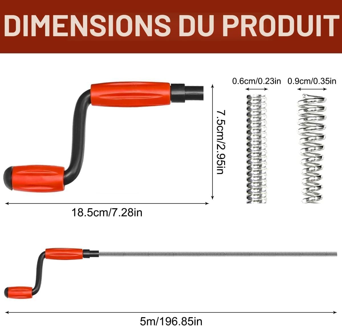 Furet Deboucheur Canalisation, Furet Canalisation 5 m x 6 mm