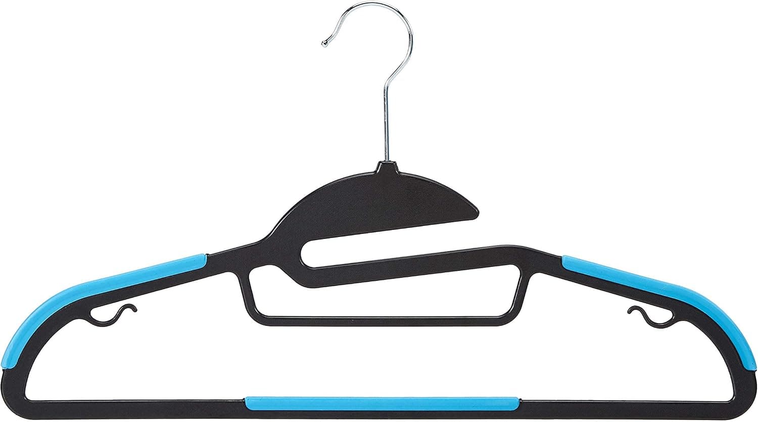 Amazon Basics Lot de 50 cintres en plastique ultra robustes antidérapants avec caoutchouc et barre horizontale, Bleu