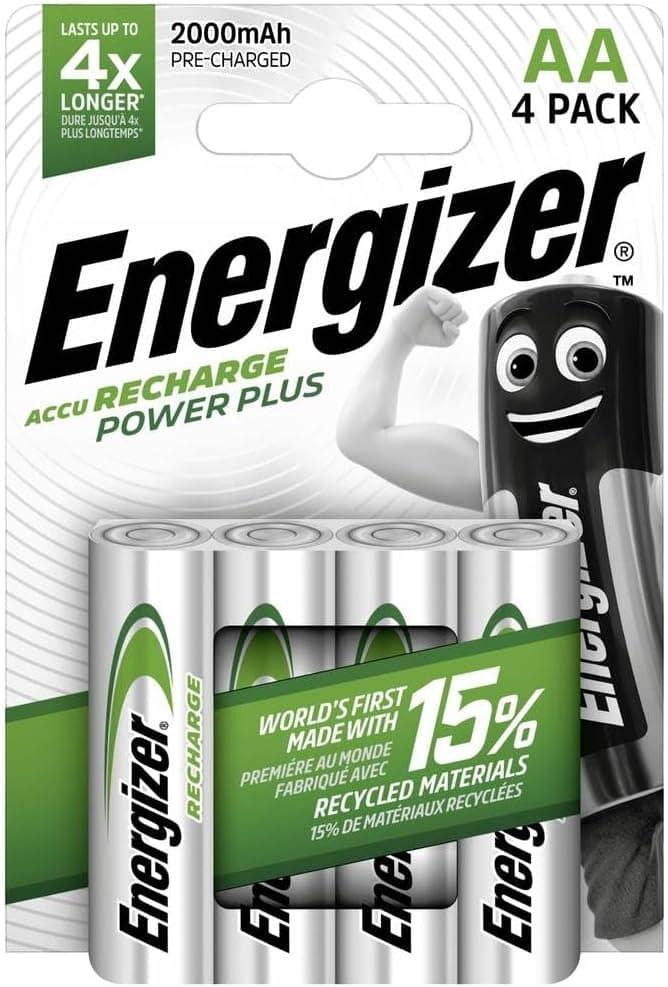 Energizer Piles Rechargeables AA, Recharge Power Plus, Lot de 4