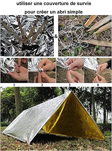 HONYAO® Couverture de Survie 3 Pièces, 210×160cm, Réutilisable Extra Large, Couverture Thermique Or Argenté, Couverture d'urgence pour l'extérieur, Randonnée, Survie, Marathons, Premiers Secours