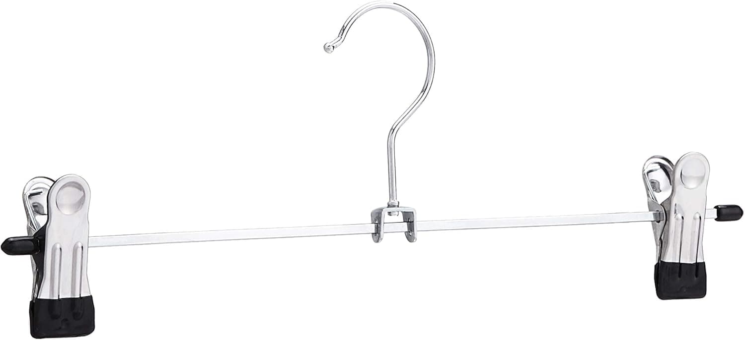 Amazon Basics Cintres à pinces en métal pour pantalons et jupes, lot de 20, Chromé