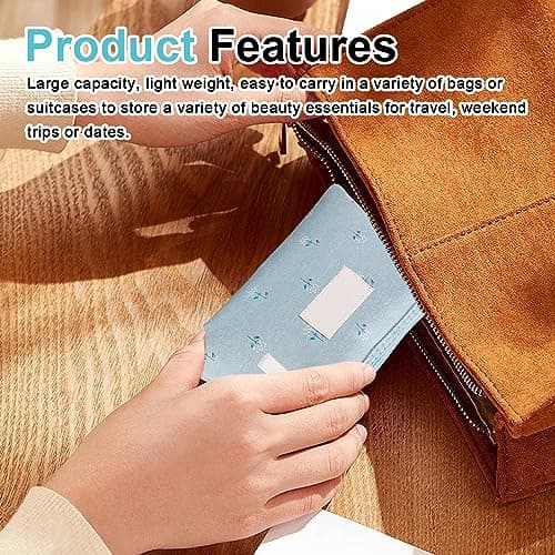 Sporgo Lot de 5 petites trousses de maquillage : 5 couleurs Trousse de maquillage multifonctionnelle, sac de maquillage portable avec fermeture éclair, pour cosmétiques, pièces de monnaie, articles de