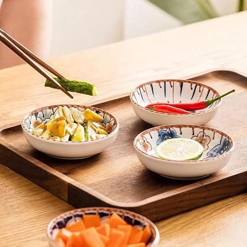 TuYines Bols à Sauce,Céramique Bols aperitif Bols de service Set de 6,Coupelle Aperitif, Faits à la Main,pour les snacks, les desserts, les trempettes et les sauces, le ketchup - Diamètre : 9,8 cm