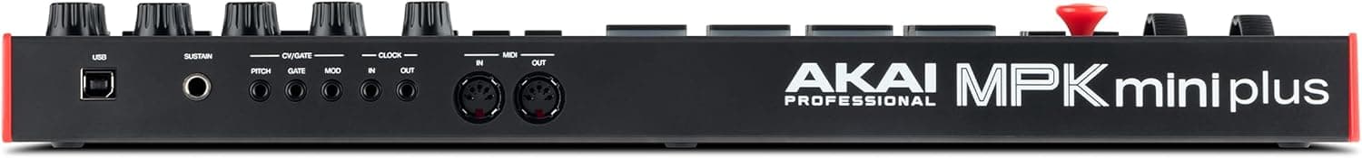 Akai Professional MPK Mini Plus Clavier MIDI USB 37 Touches | Touches Mini Sensibles à la Vélocité, 8 Pads MPC, Séquenceur 64 Pas, E/S MIDI/CV/Gate, Logiciels Inclus, pour Beatmakers