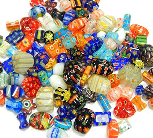 Perlin Millefiori R194 x2 Lot de 80 perles de verre multicolores pour enfants