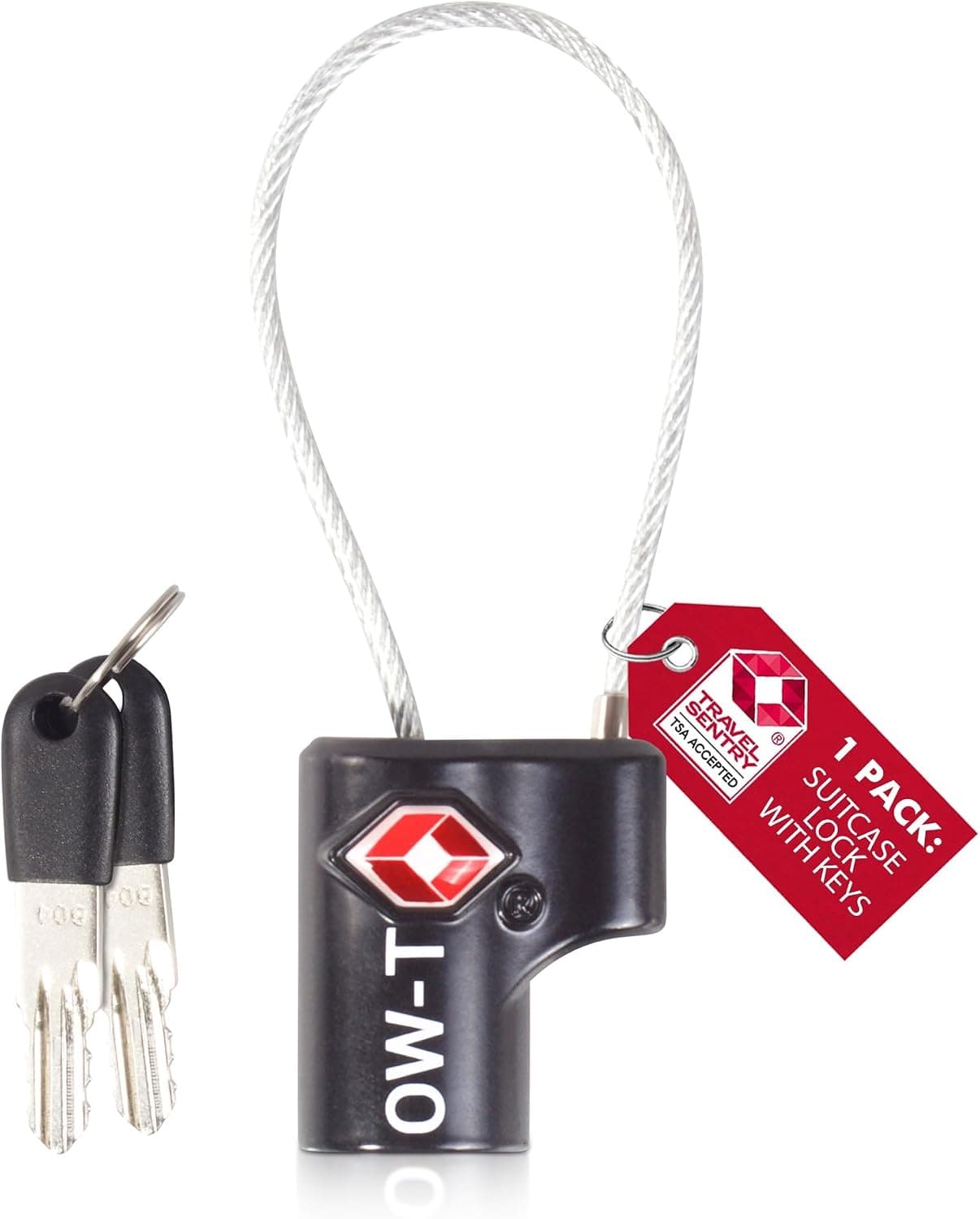 OW-Travel Cadenas Valise Avion, Mini Cadenas TSA à Câble à Clé Noir 1 Pc