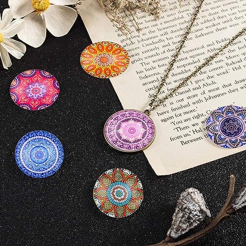 LIMITADA 150 Pcs Cabochon Verre Mosaïque Cabochon Verre 25 mm/12mm Cabochons pour Bijoux de Couleur Mélangée Cabochon Rond Verre Cabochon Verre Vitrail pour Fabrication de Bijoux Artisanale Pendentif