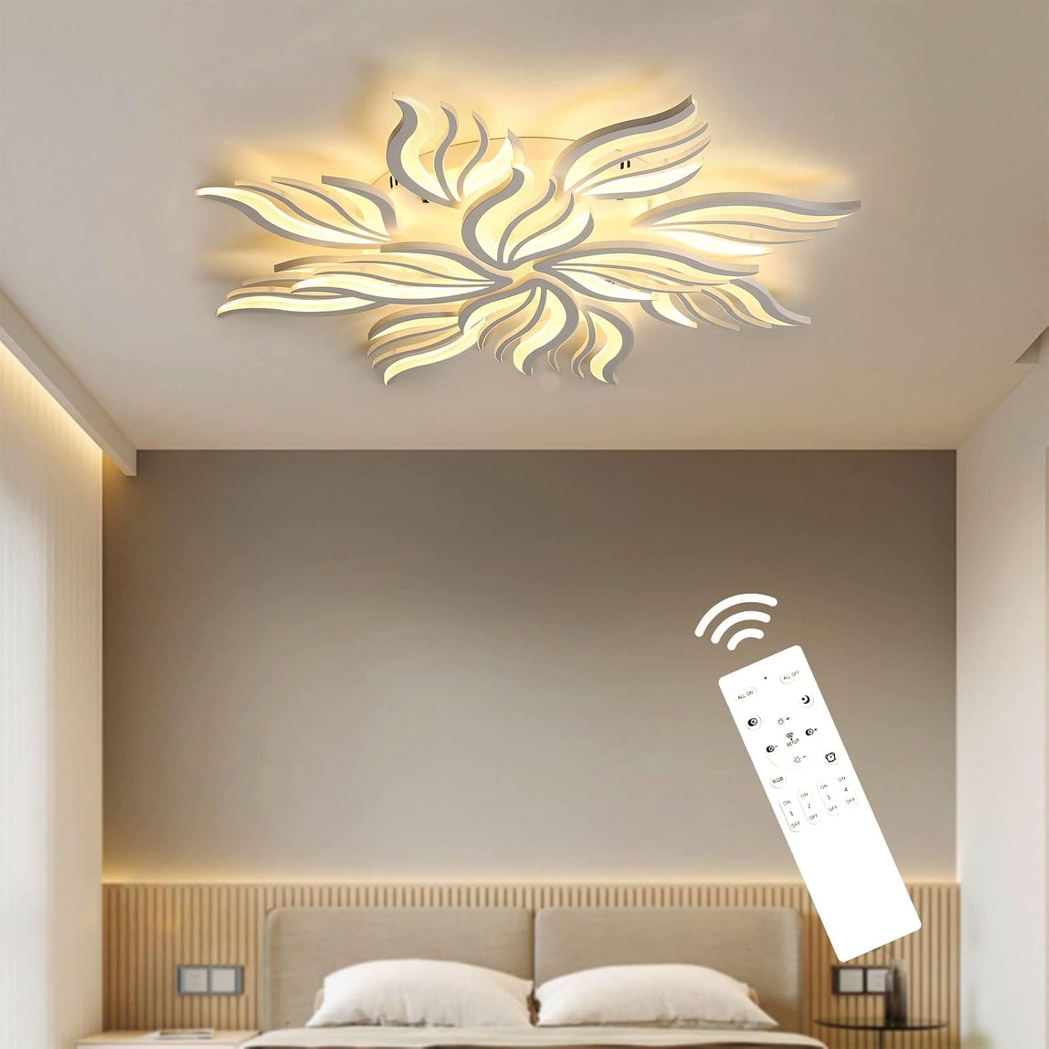 Plafonnier LED moderne dimmable - 115W lampe de salon plafonnier chambre avec télécommande lumière couleur luminosité changement de couleur - plafonnier blanc gradation éclairage intérieur