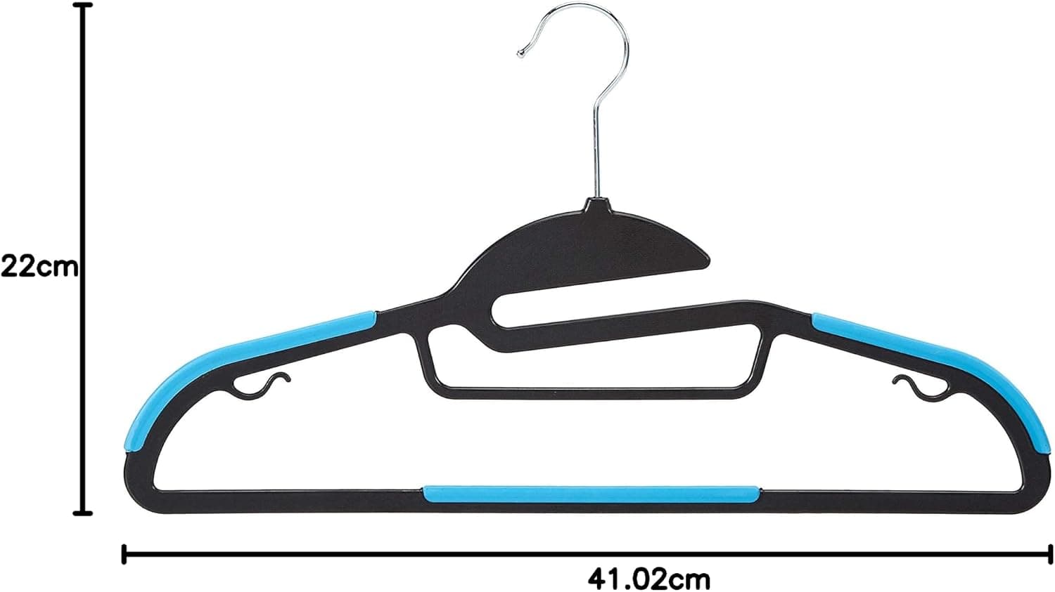 Amazon Basics Lot de 50 cintres en plastique ultra robustes antidérapants avec caoutchouc et barre horizontale, Bleu