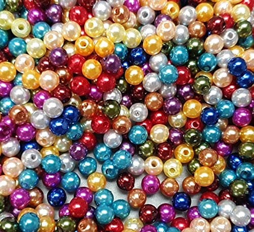 Perlin Lot de 1500 perles de culture imitation nacre de 4 mm - Couleurs mélangées - Pour décoration de mariage, fête, bricolage, bricolage