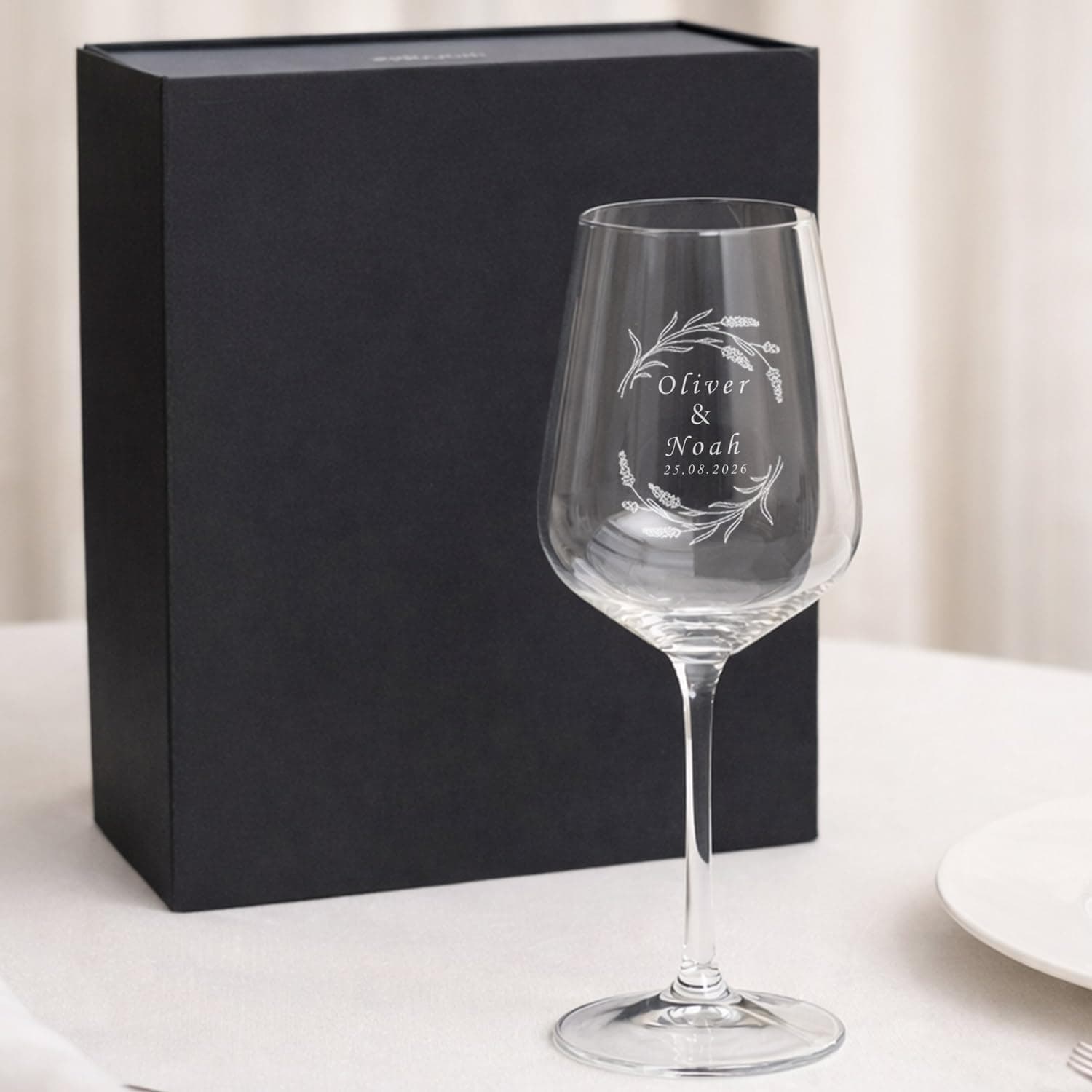 Wanapix | Verres à Vin Bohème Personnalisés | Cadeau de mariage | Flowers